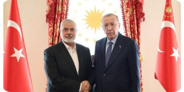 دیدار اسماعیل هنیه رئیس دفتر سیاسی حماس و رجب طیب اردوغان رئیس جمهور ترکیه در استانبول