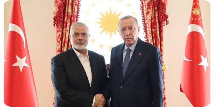 دیدار اسماعیل هنیه رئیس دفتر سیاسی حماس و رجب طیب اردوغان رئیس جمهور ترکیه در استانبول